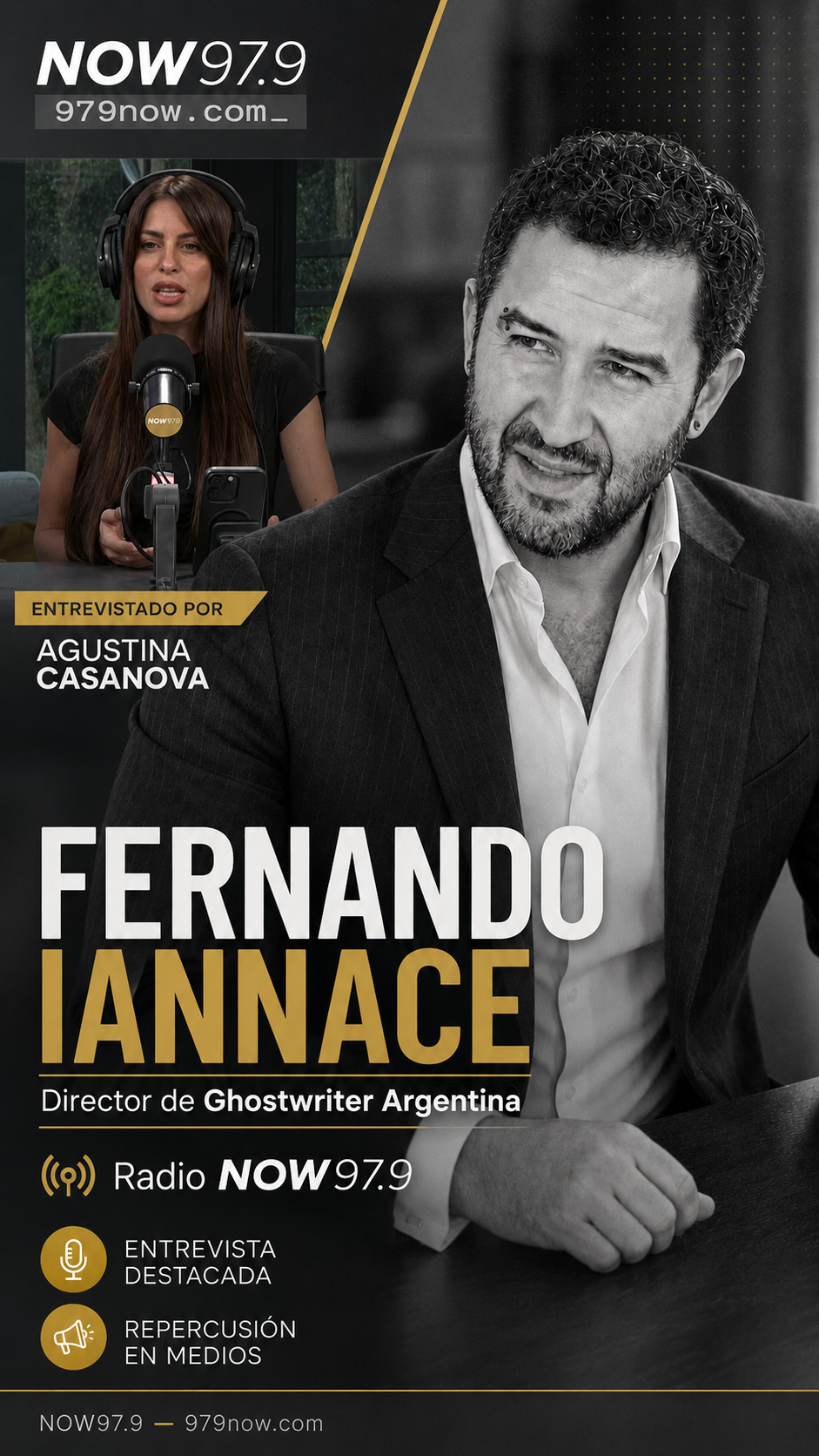 Fernando Iannace entrevistado por Agustina Casanovas en Radio Now 97.9